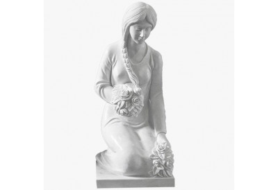 Купить Скульптура из мрамора S_71 Скорбящая с цветами